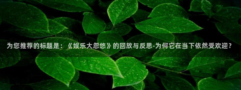 新城平台-ng大舞台,有梦你就来：为您推荐的标题是：《娱乐大忽悠》的回放与反思-为何它在当下依然受欢迎？
